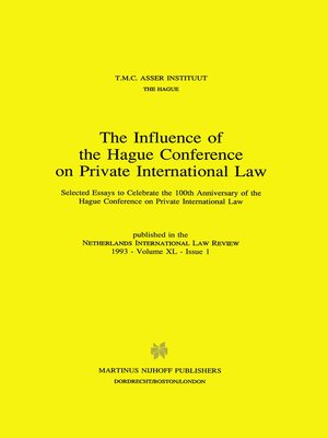 cover image of The Influence of the Hague Conference on Private International Law